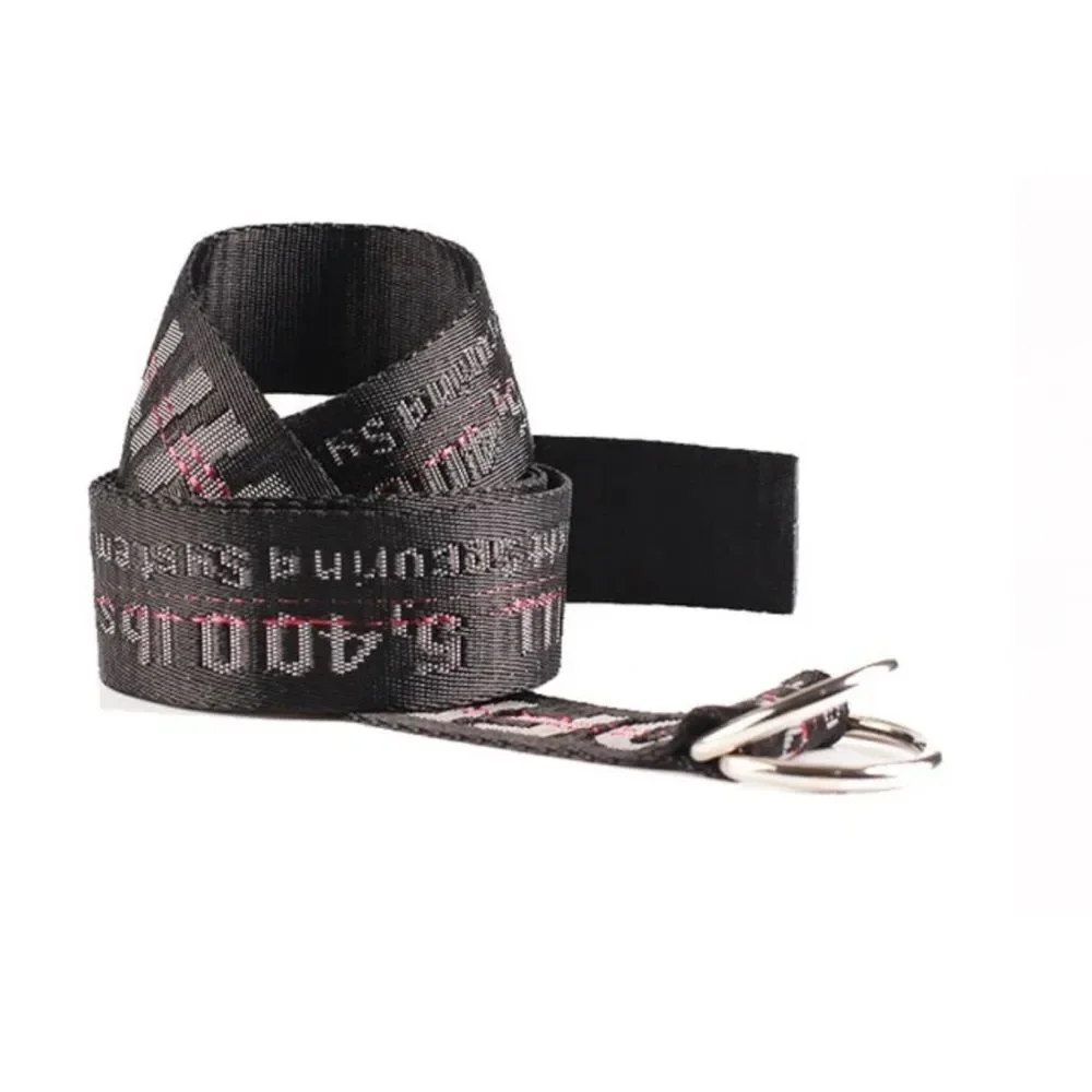Unisex One Size Off-White D-ring Industrial Nylon Belt 58” In Black/Grey/Red